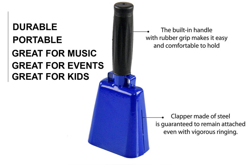 HOME-X Medium 8â€ Iron Cowbell with Sturdy Handle, Cheering, Sporting Event Bell, Blue, 8â€ L x 3 Â½â€ W x 2â€ H - Image 5